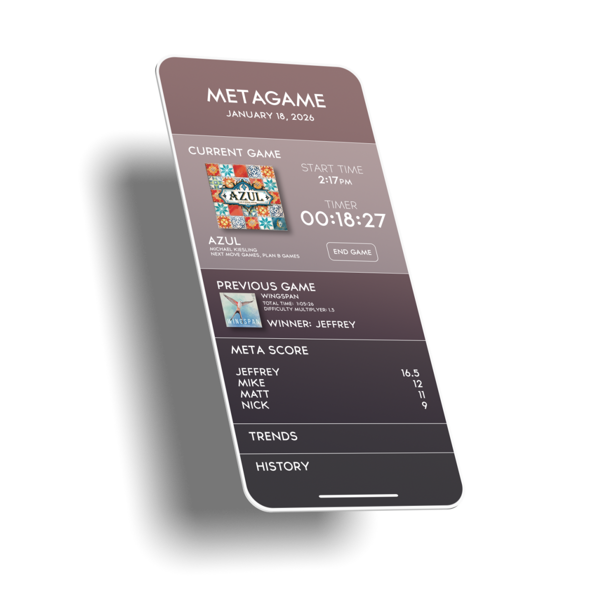 MetaGame App interface